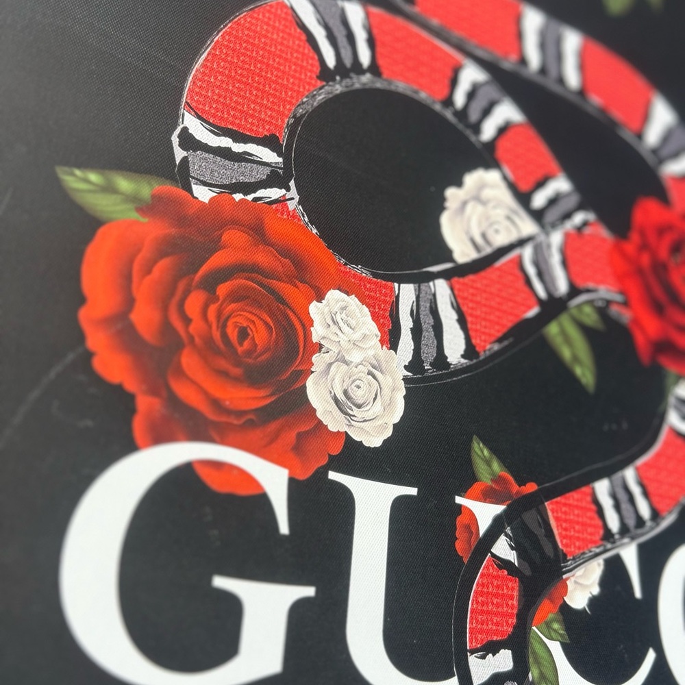 Gucci Red and White Snake with Floral Design